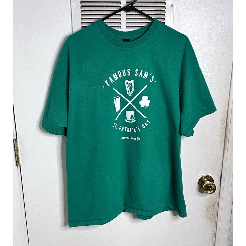 Famous Sam's St Patrick's Day Graphic T-Shirt Men's 2XL Green Tucson AZ Bar Tee